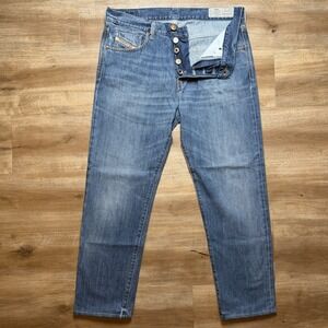 Diesel MHARKY-B Jeans Men 32x27 Blue Slim Skinny Medium Wash Button Fly 085AG